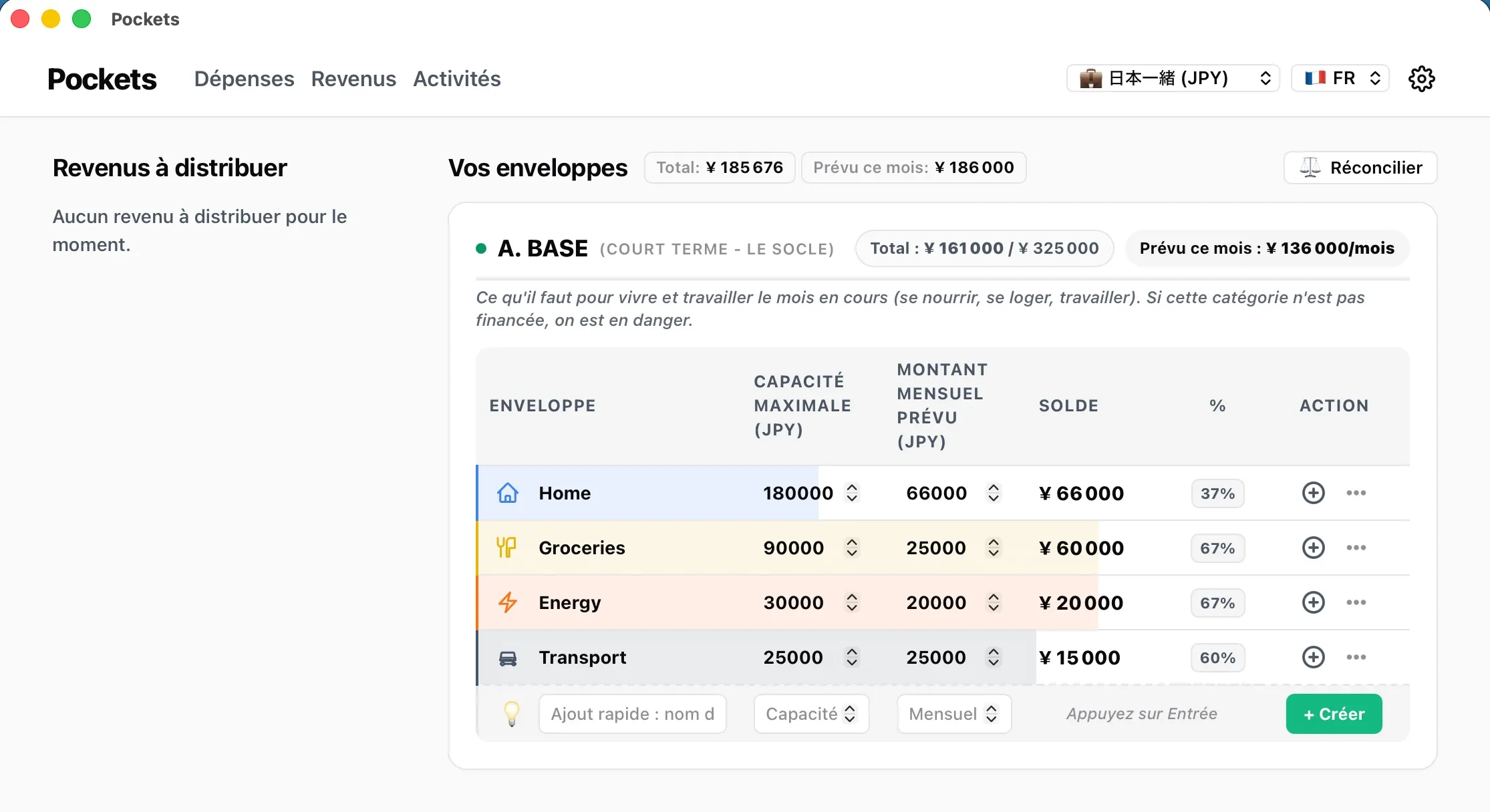 Aperçu de l'application de budgétisation Pocket